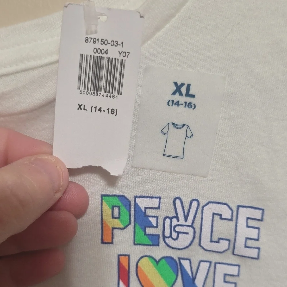 Old Navy Kids White Peace Love Pride Tee